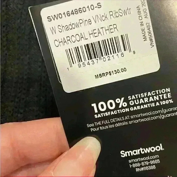 NWT SMARTWOOL Women's Shadow Pine V- Neck Rib Sweater in black Sz S - Picture 4 of 6